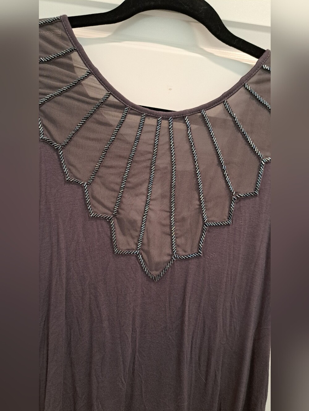 BKE Women's Top in Charcoal with Black Trim